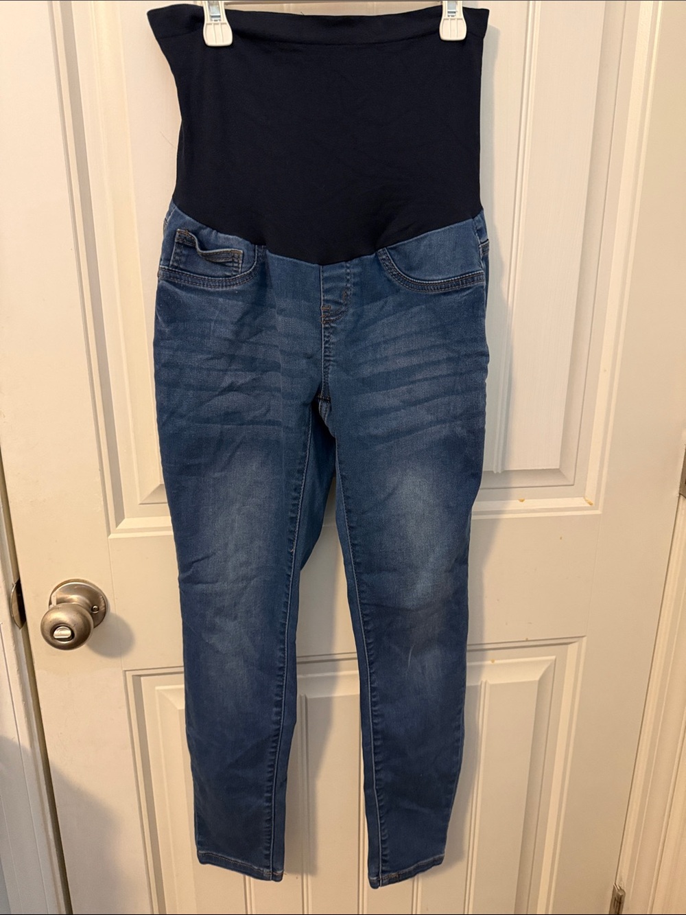 Blue Savvy Maternity Skinny Jeggings with Stretch Panel - Navy & Dark Denim